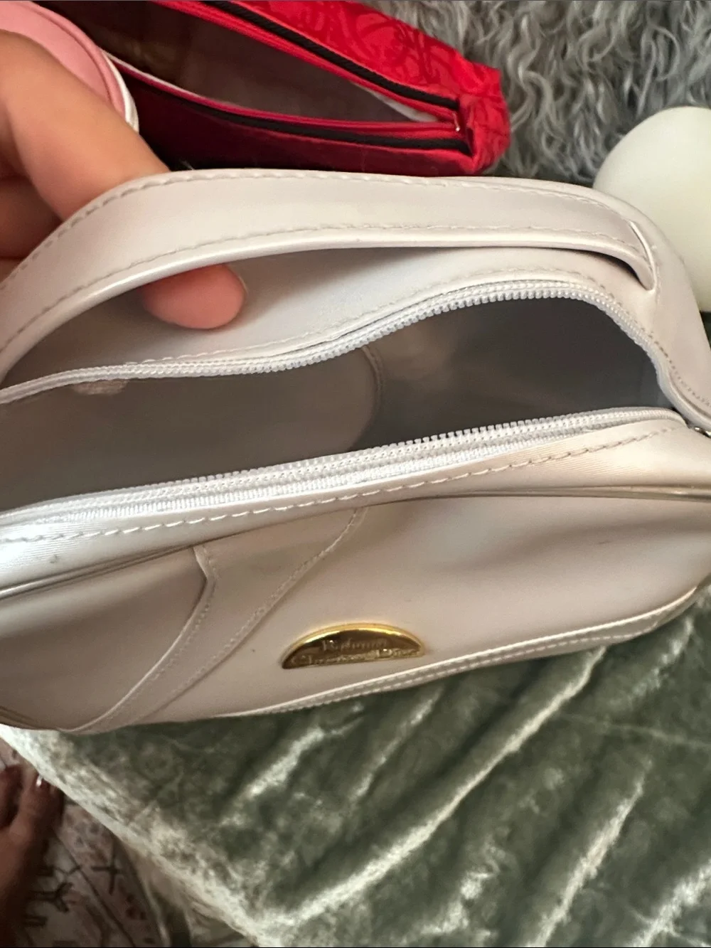 Dior Vintage Makeup Bag Lot 3 Striped Red Monogram